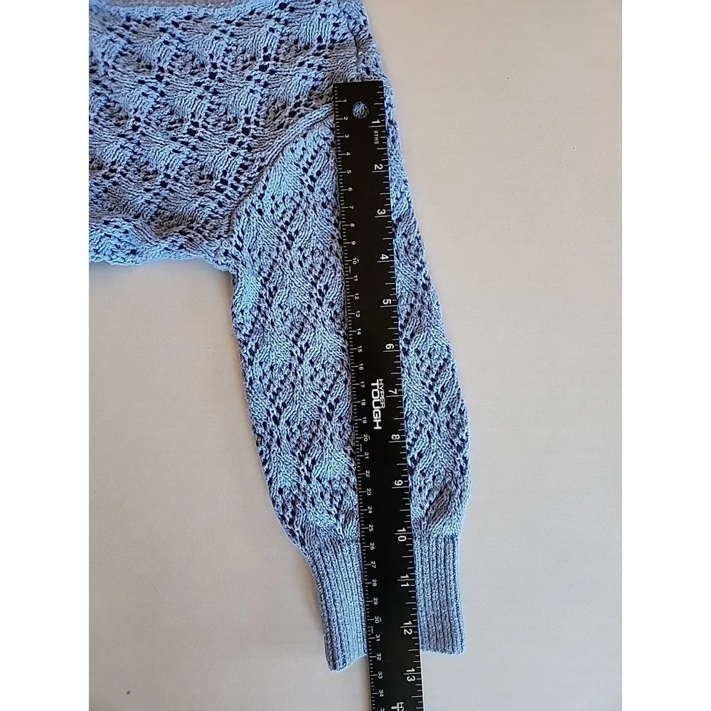 Abercrombie Kids Girls Cropped Open Knit Cardigan Size 5-6 Blue Sweater Cottage